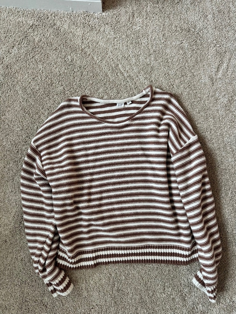 Gap Brown and Cream Striped Rollneck Sweater